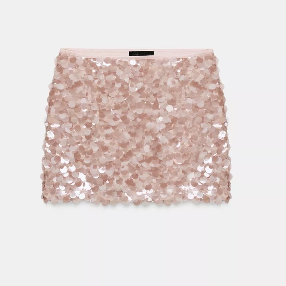 Zara sequins mini skirt, dusty pink - Picture 4 of 13